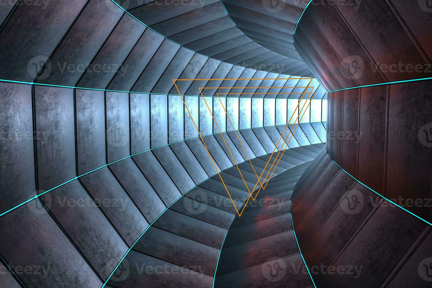 3d rendering, dark science-fiction tunnel, dark background photo