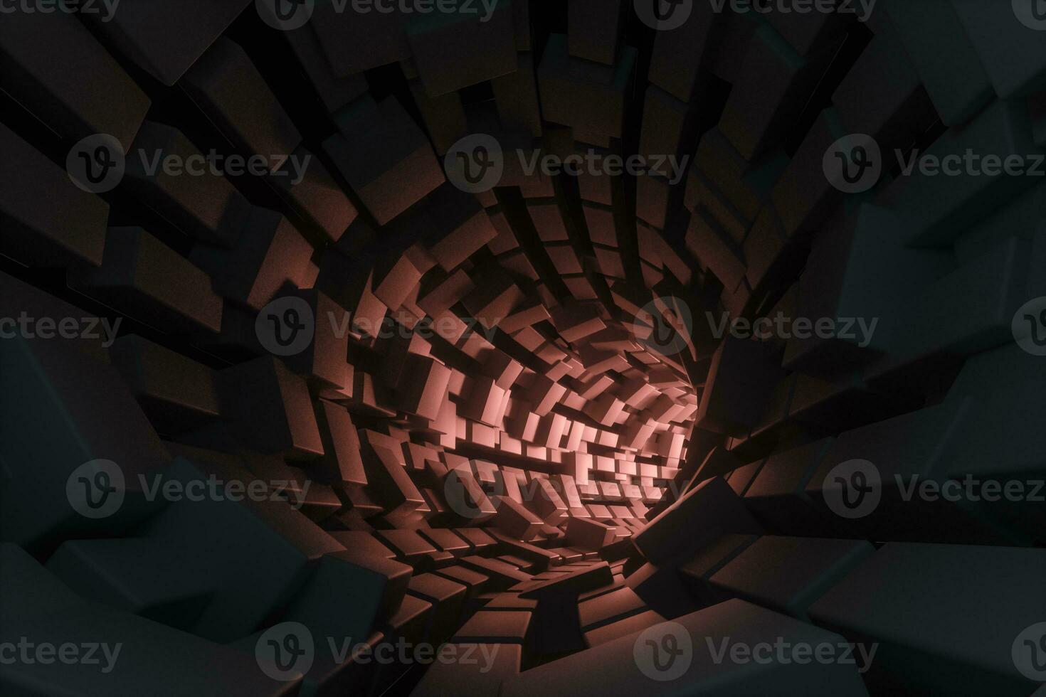 3d rendering, dark science-fiction tunnel, dark background photo