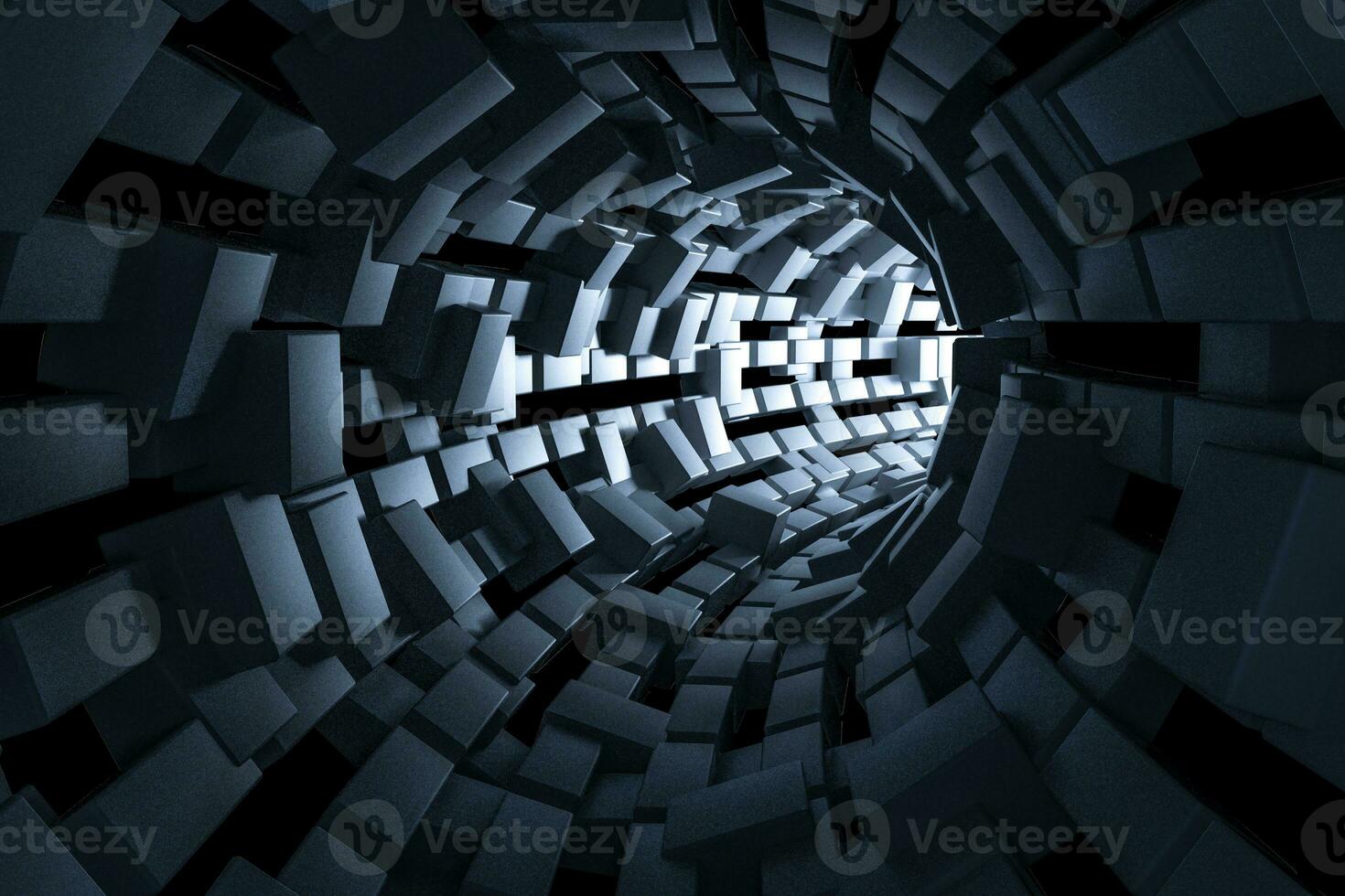 3d rendering, dark science-fiction tunnel, dark background photo