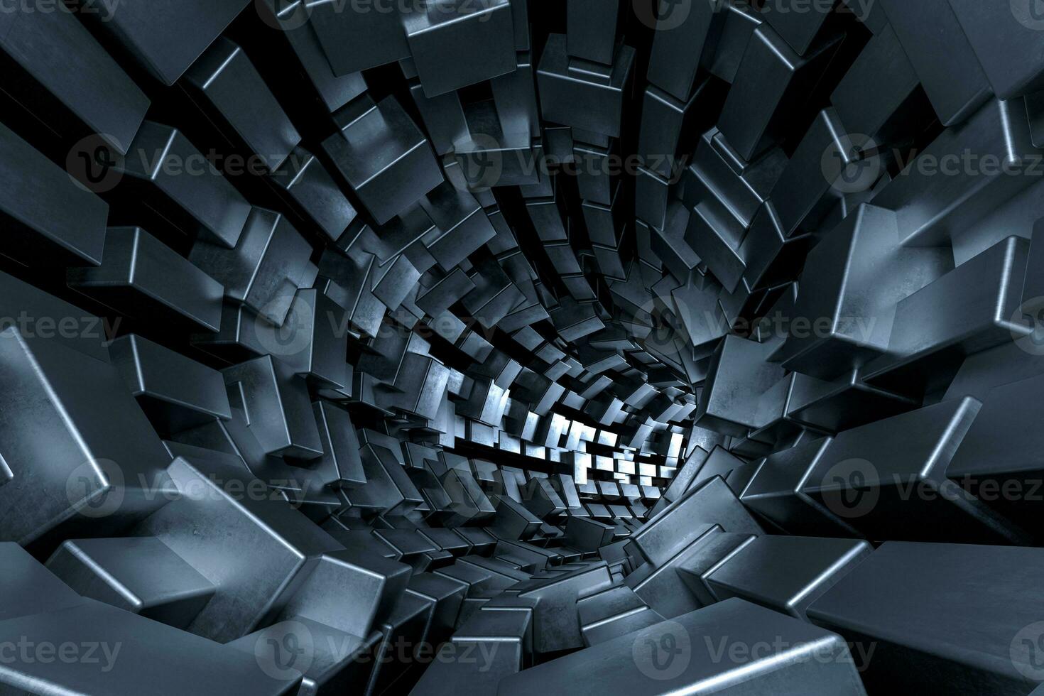 3d rendering, dark science-fiction tunnel, dark background photo