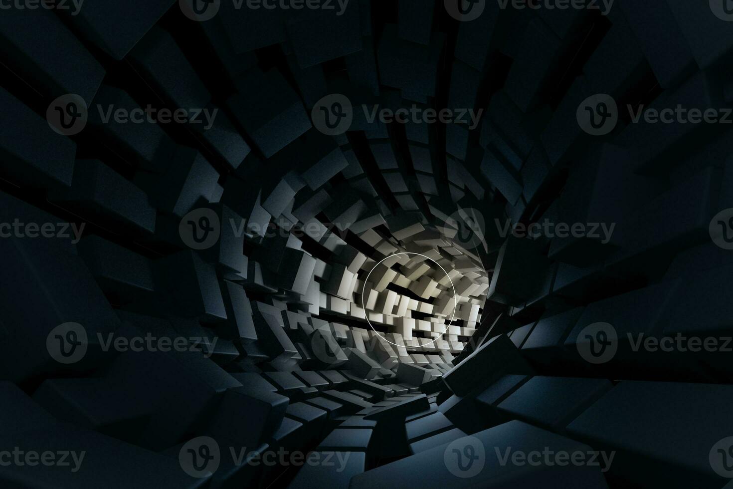 3d rendering, dark science-fiction tunnel, dark background photo