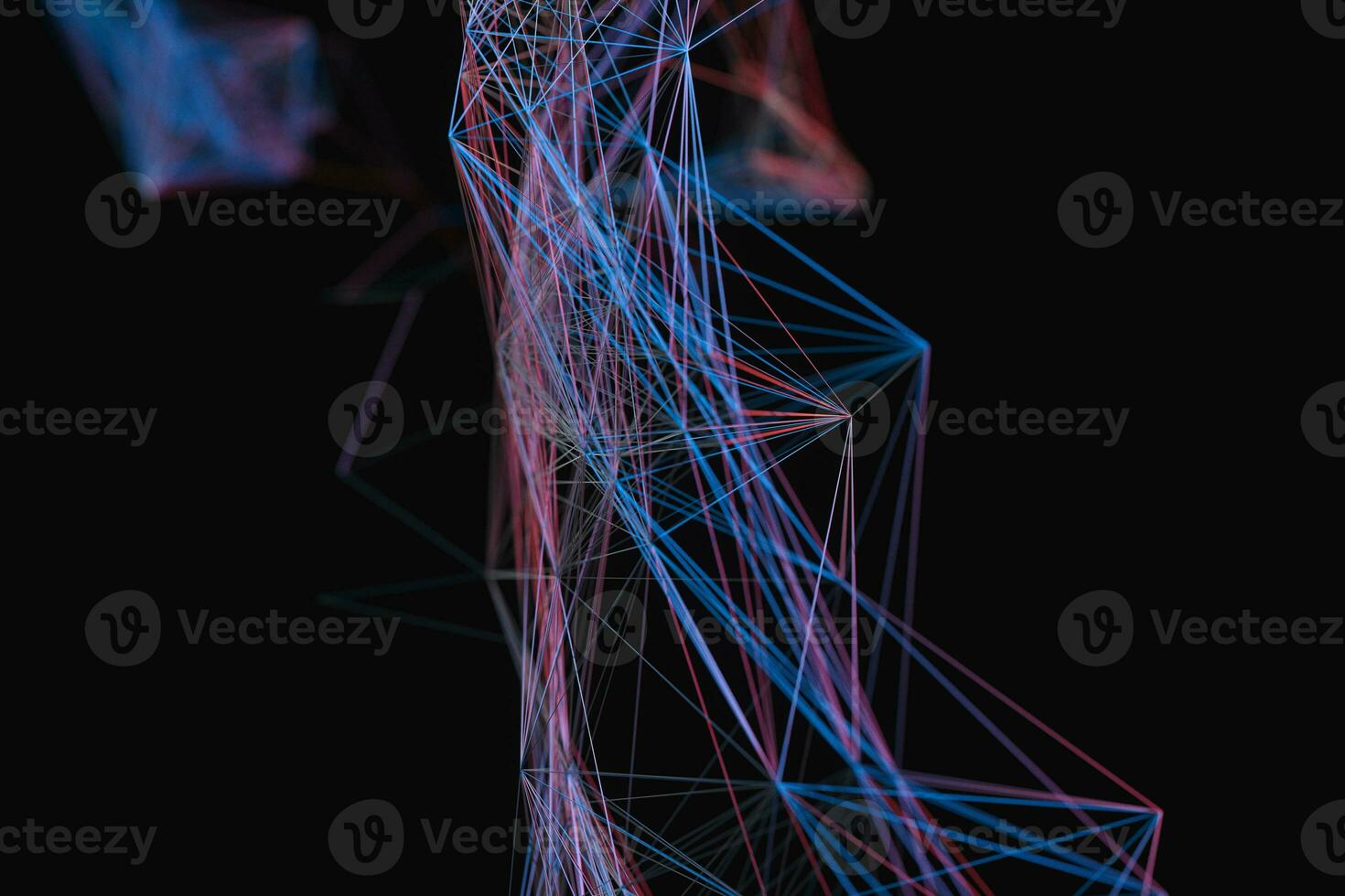 Technological structure lines with black background, 3d rendering. photo