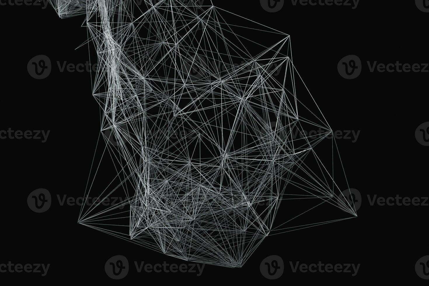 Technological structure lines with black background, 3d rendering. photo