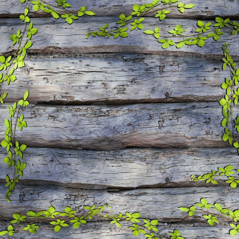 Leaves scattered on the wooden table, 3d rendering. photo
