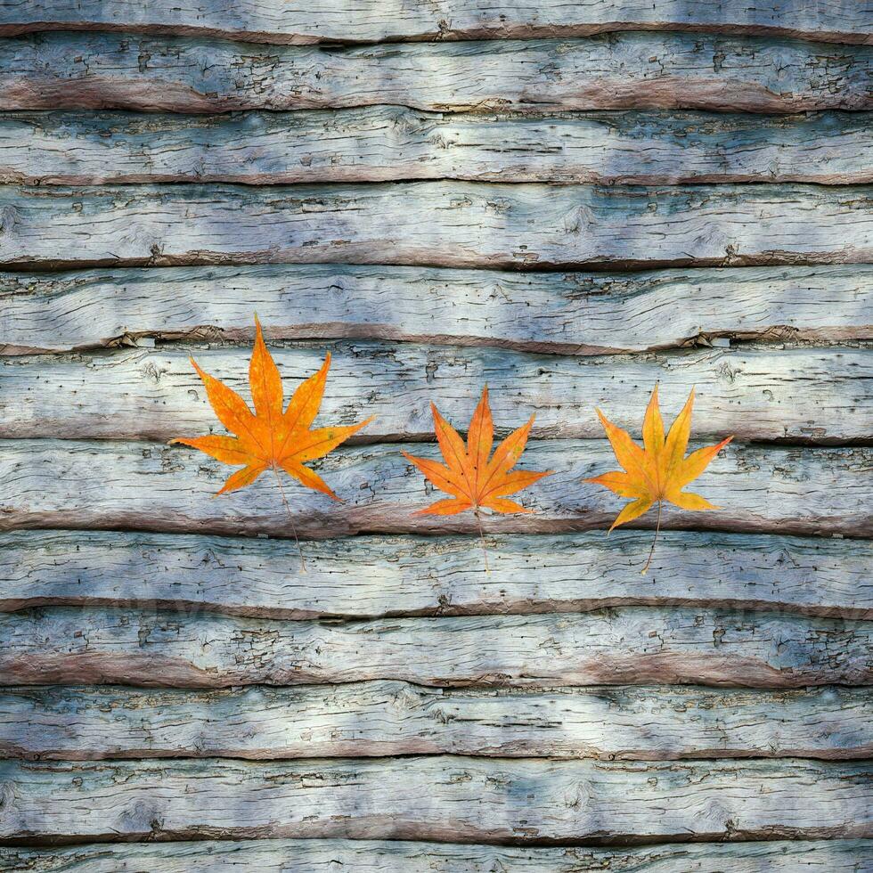 Leaves scattered on the wooden table, 3d rendering. photo