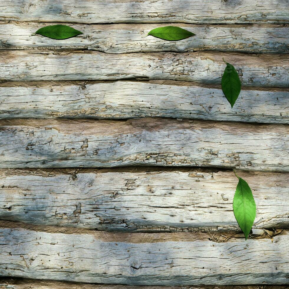 Leaves scattered on the wooden table, 3d rendering. photo