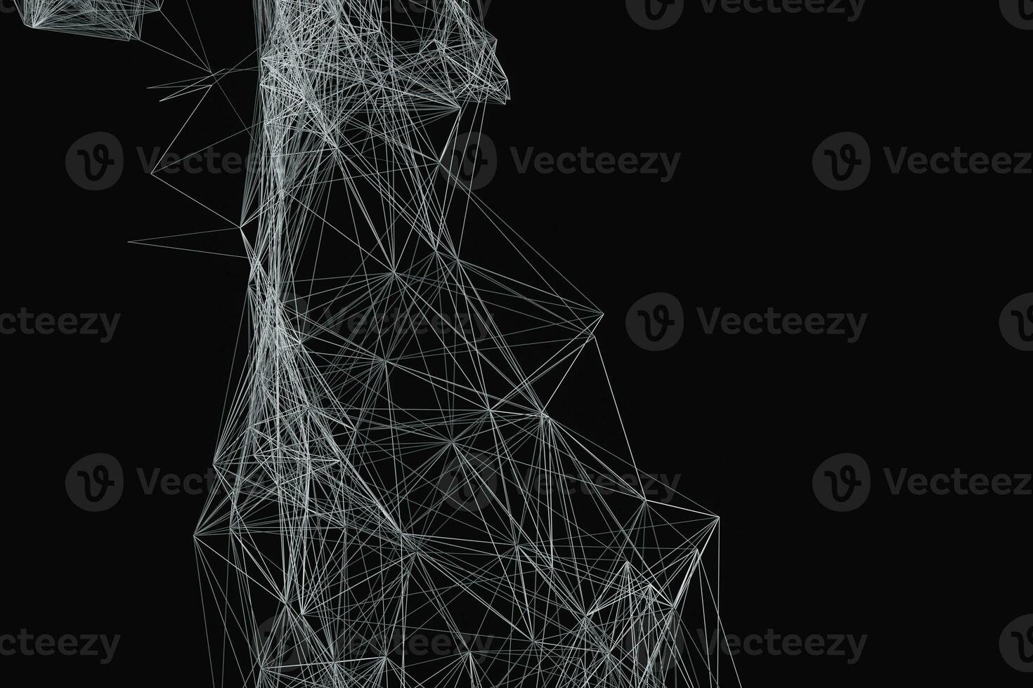 Technological structure lines with black background, 3d rendering. photo