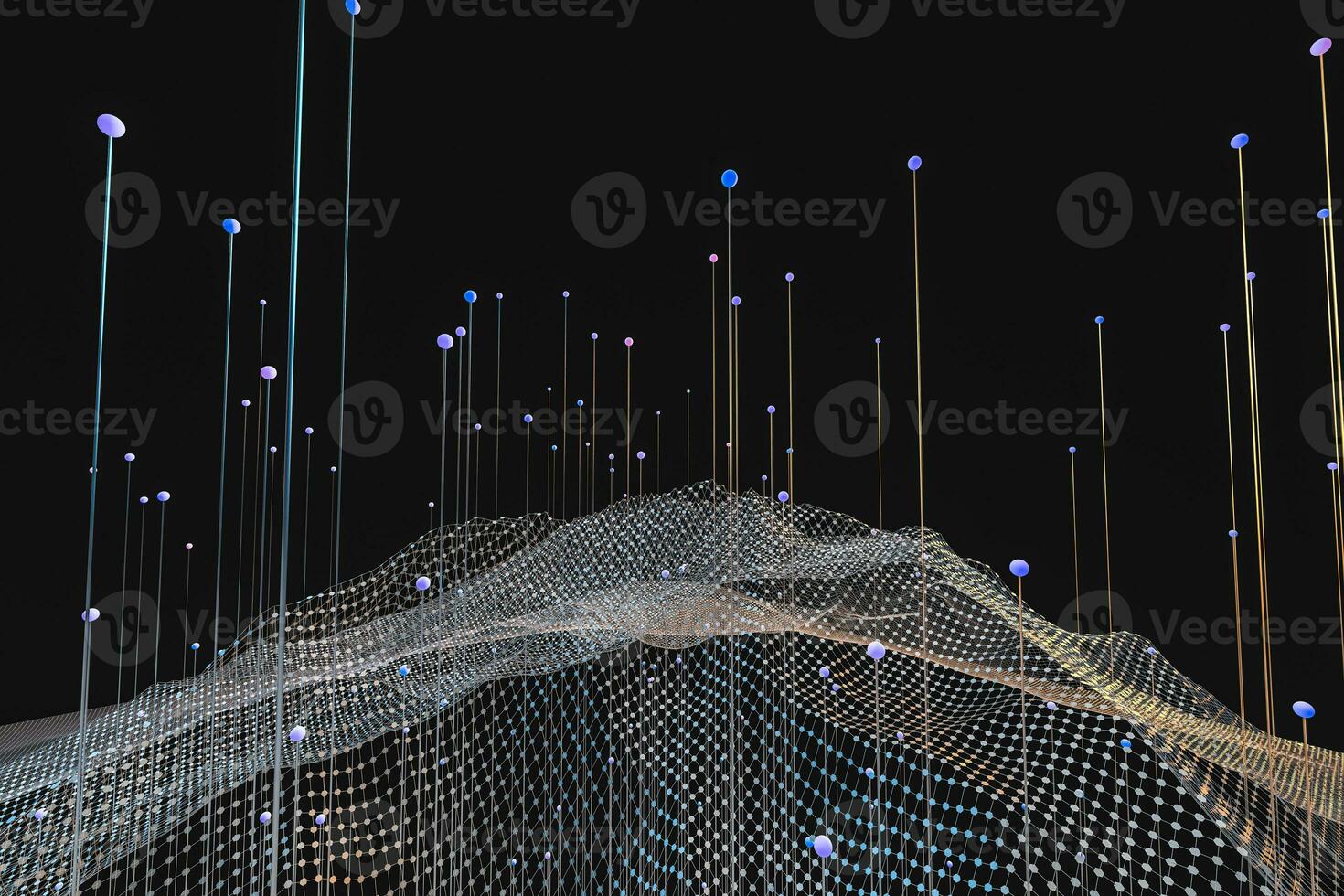 3d rendering, flow dot with gradient background photo