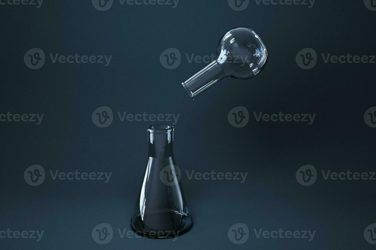 Chemical instruments and reagents in the lab, 3d rendering photo