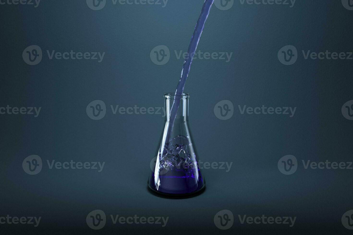 Chemical instruments and reagents in the lab, 3d rendering photo