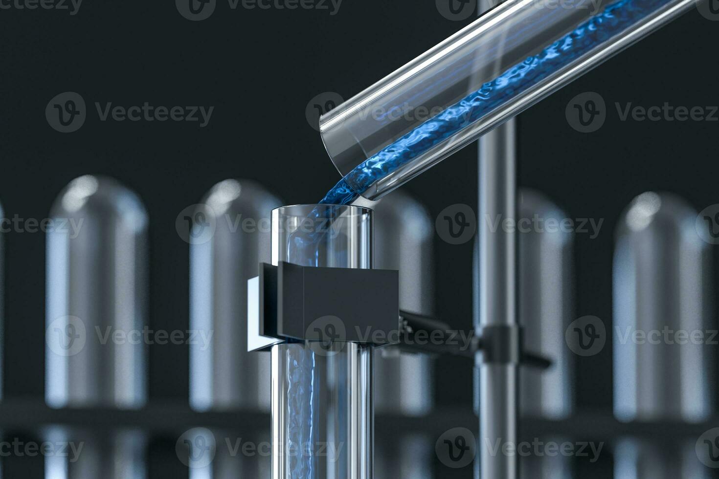 Chemical instruments and reagents in the lab, 3d rendering photo