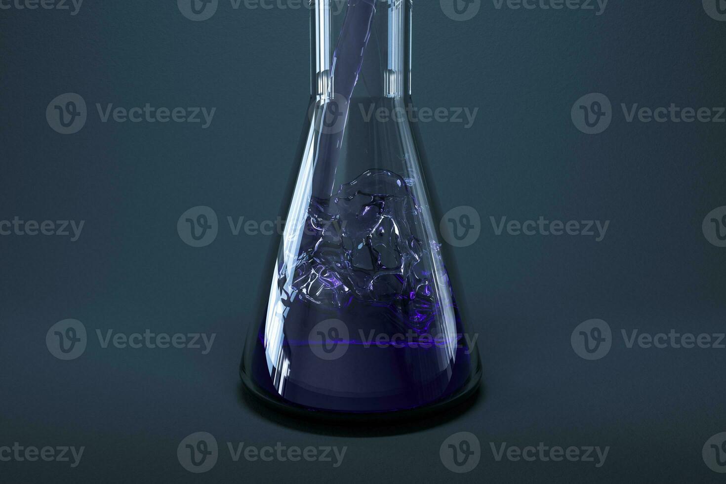 Chemical instruments and reagents in the lab, 3d rendering photo