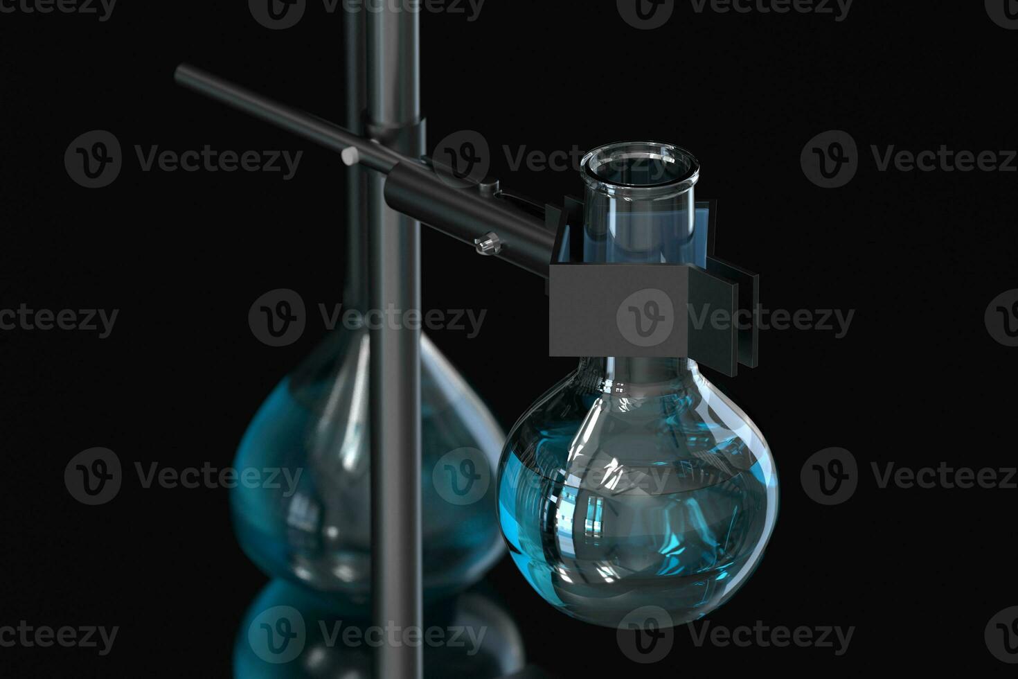 Chemical instruments and reagents in the lab, 3d rendering photo