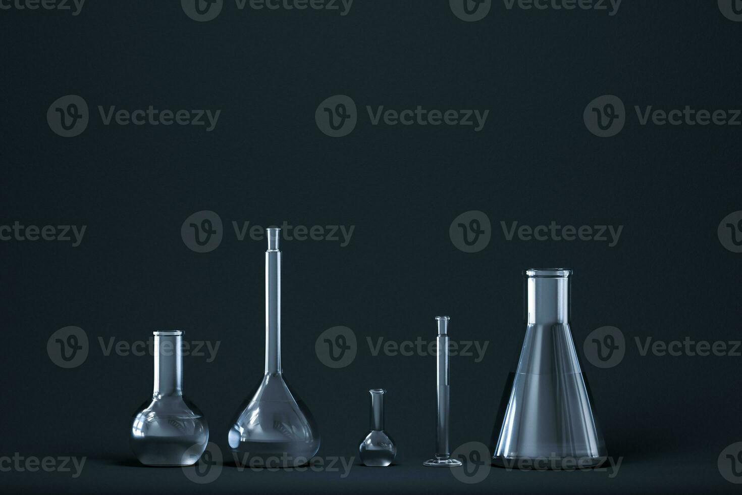 Chemical instruments and reagents in the lab, 3d rendering photo