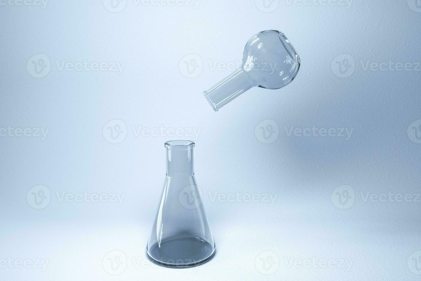 Chemical instruments and reagents in the lab, 3d rendering photo
