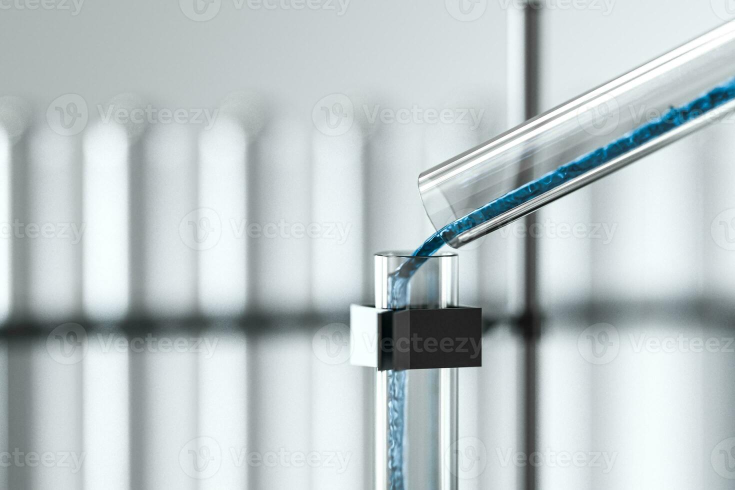 Chemical instruments and reagents in the lab, 3d rendering photo