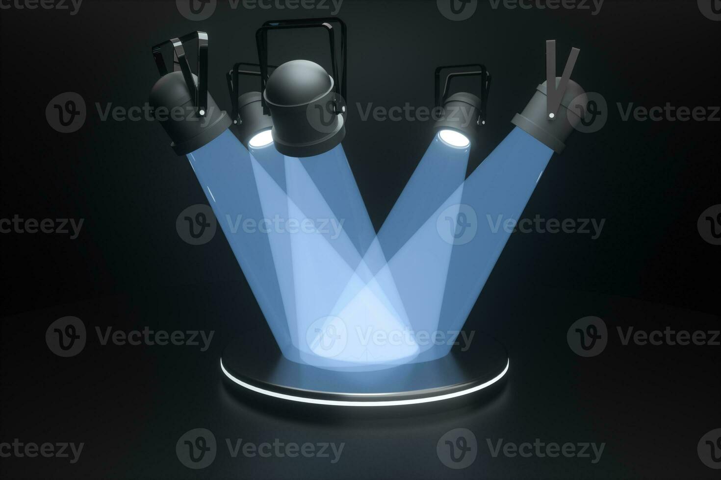 3d rendering, stage and projector lamp, stage show photo