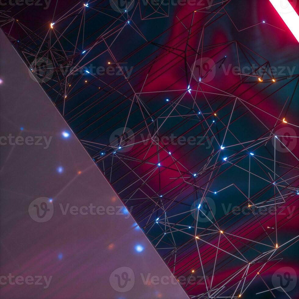 Purple digital lines with dark gradient background, 3d rendering. photo