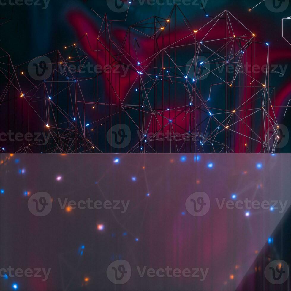 Purple digital lines with dark gradient background, 3d rendering. photo