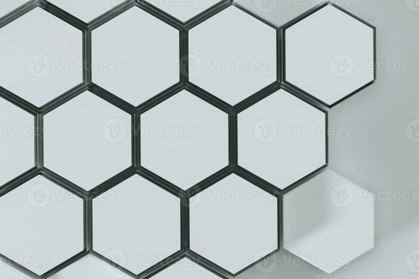 White hexagonal platforms connected together background, 3d rendering photo