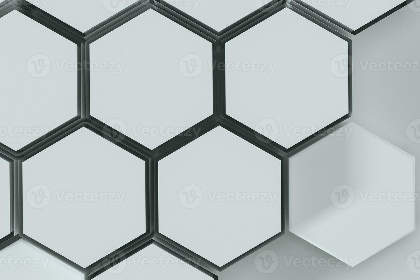 White hexagonal platforms connected together background, 3d rendering photo