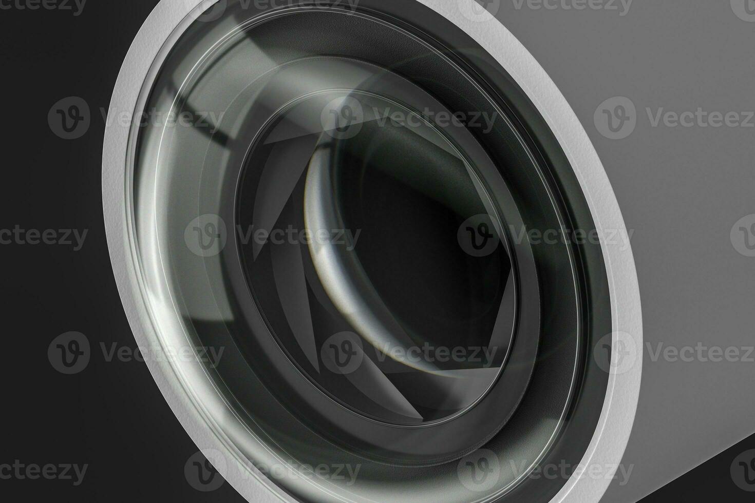 3d rendering, camera lens in a dark studio background photo