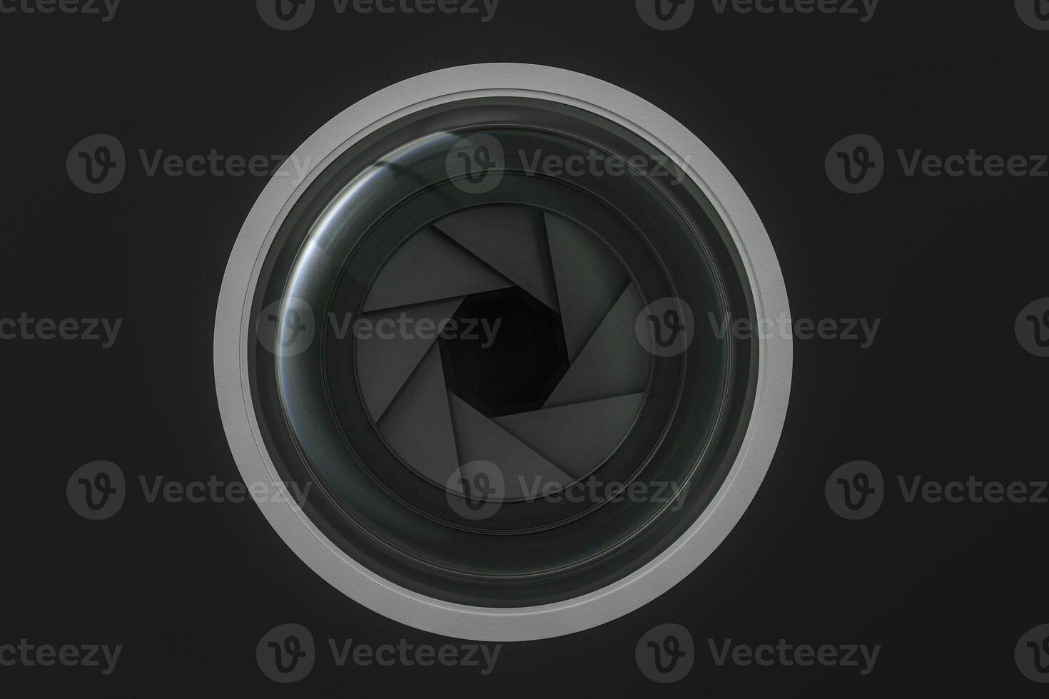 3d rendering, camera lens in a dark studio background photo