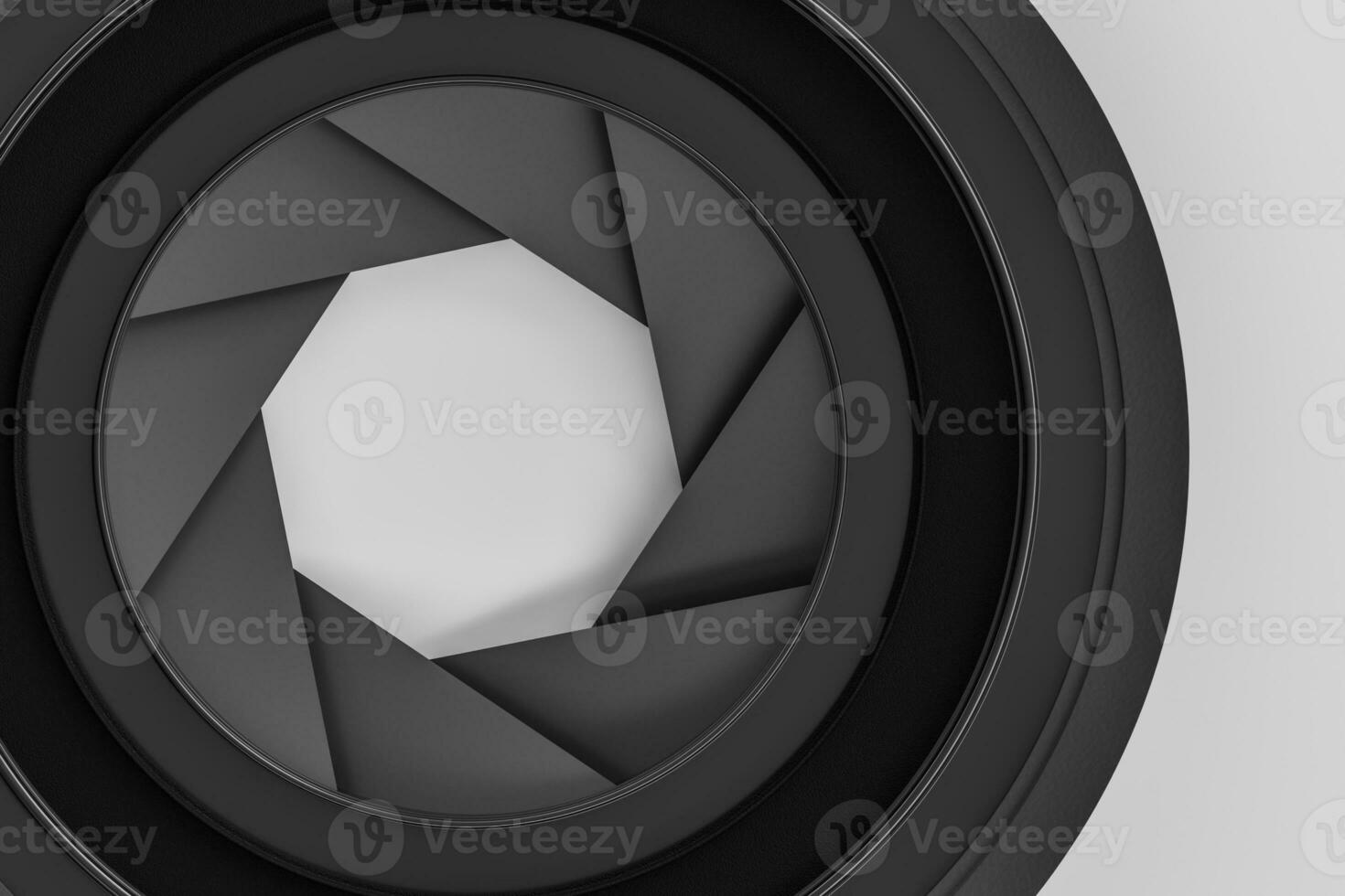 3d rendering, camera lens in a dark studio background photo