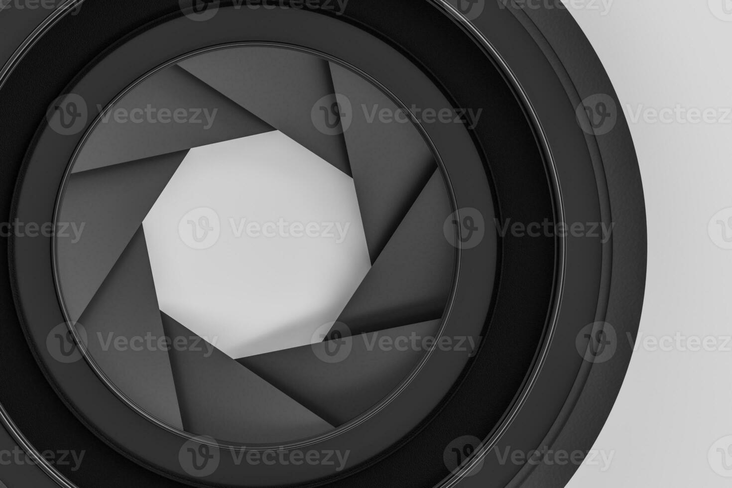 3d rendering, camera lens in a dark studio background photo