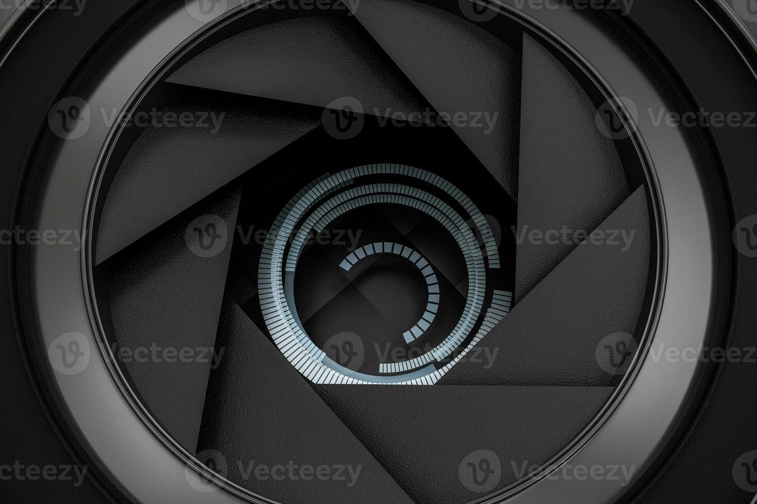 3d rendering, camera lens in a dark studio background photo