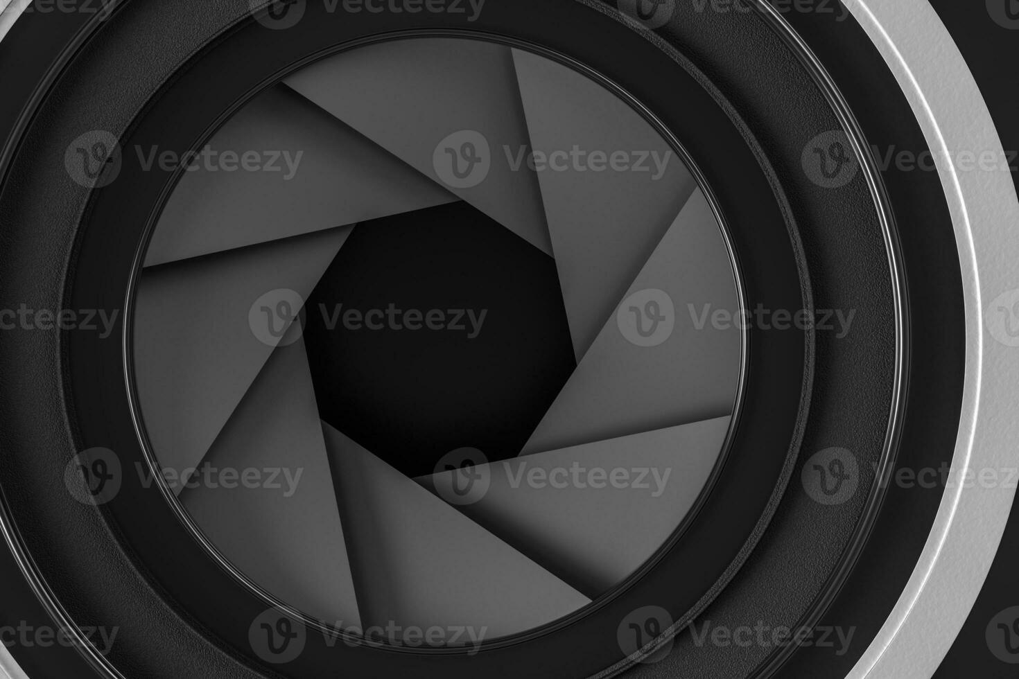 3d rendering, camera lens in a dark studio background photo
