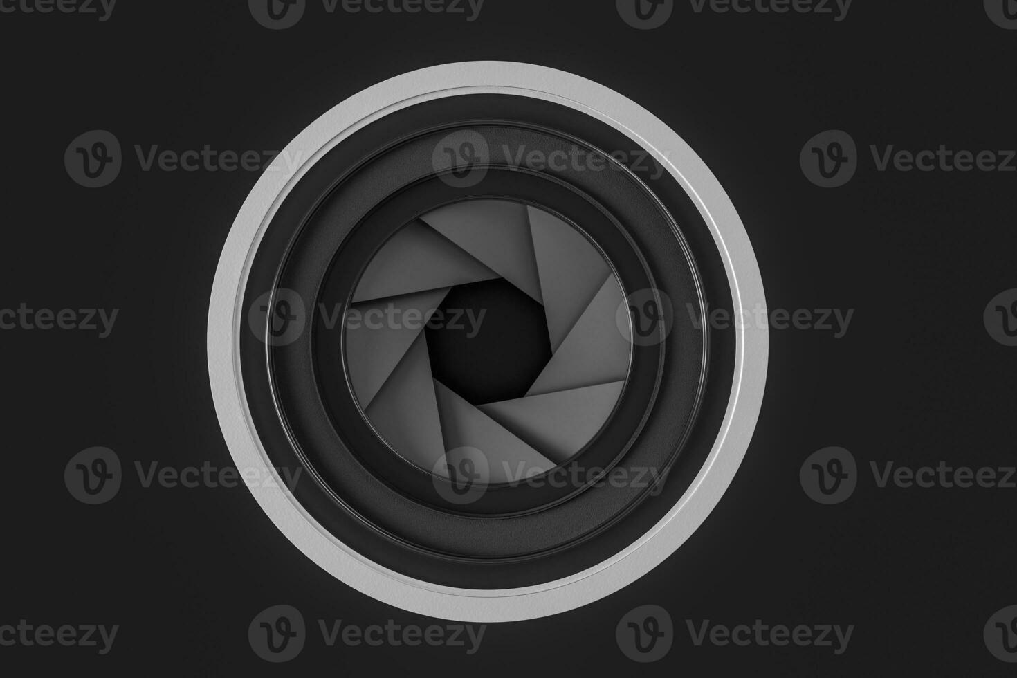 3d rendering, camera lens in a dark studio background photo