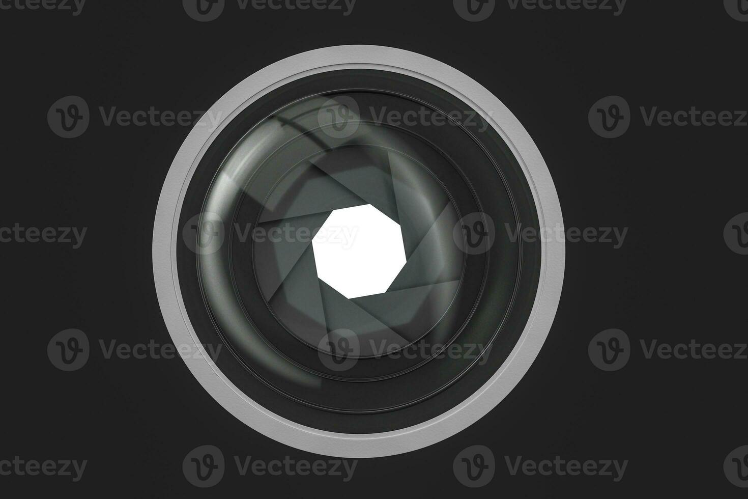 3d rendering, camera lens in a dark studio background photo
