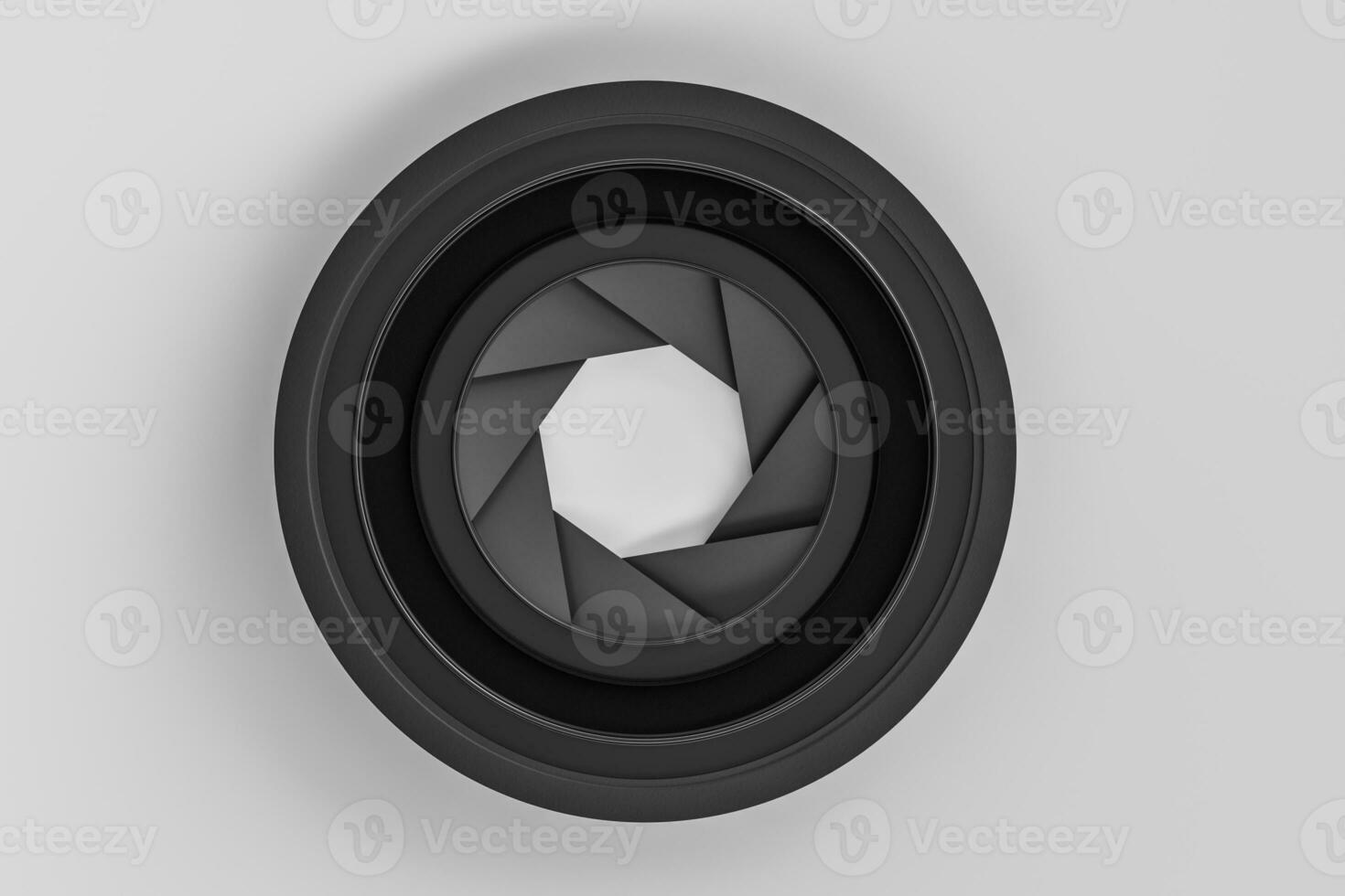 3d rendering, camera lens in a dark studio background photo