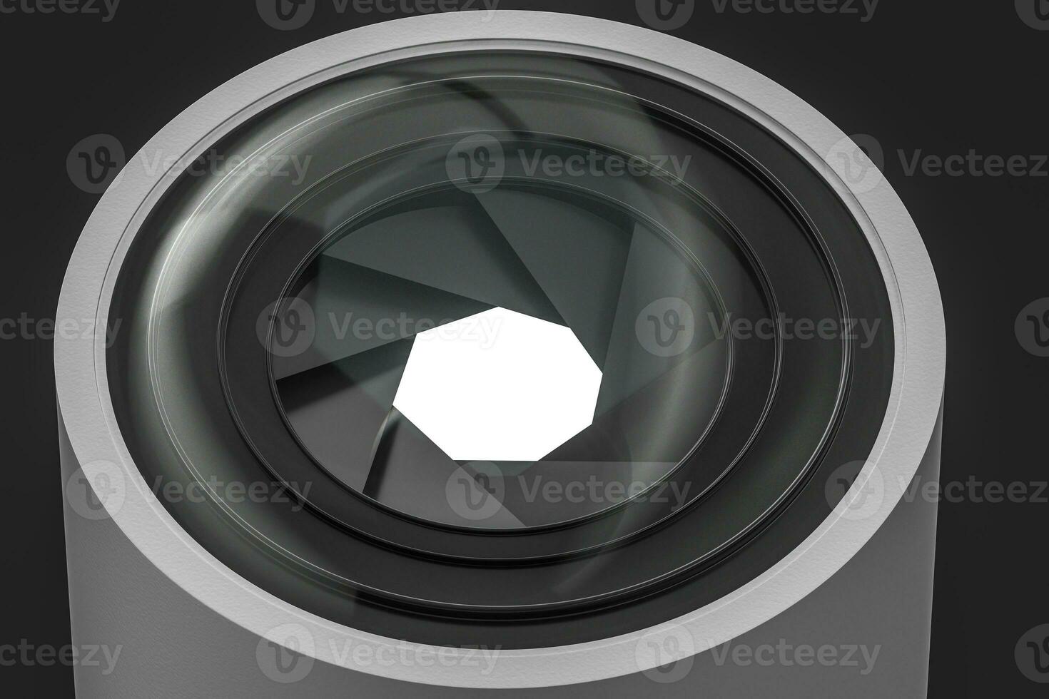 3d rendering, camera lens in a dark studio background photo