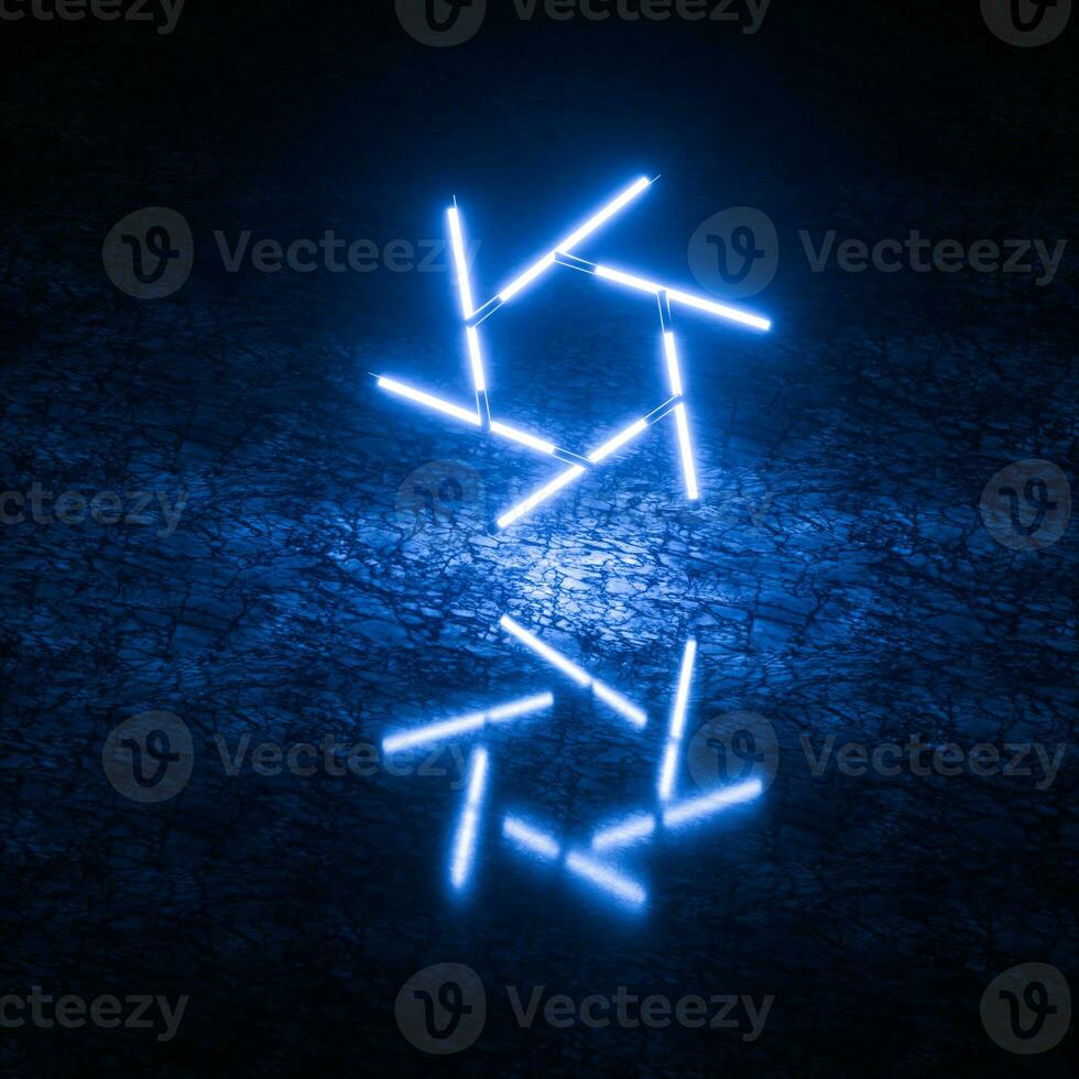 Glowing neon tubes and marble background, 3d rendering. photo