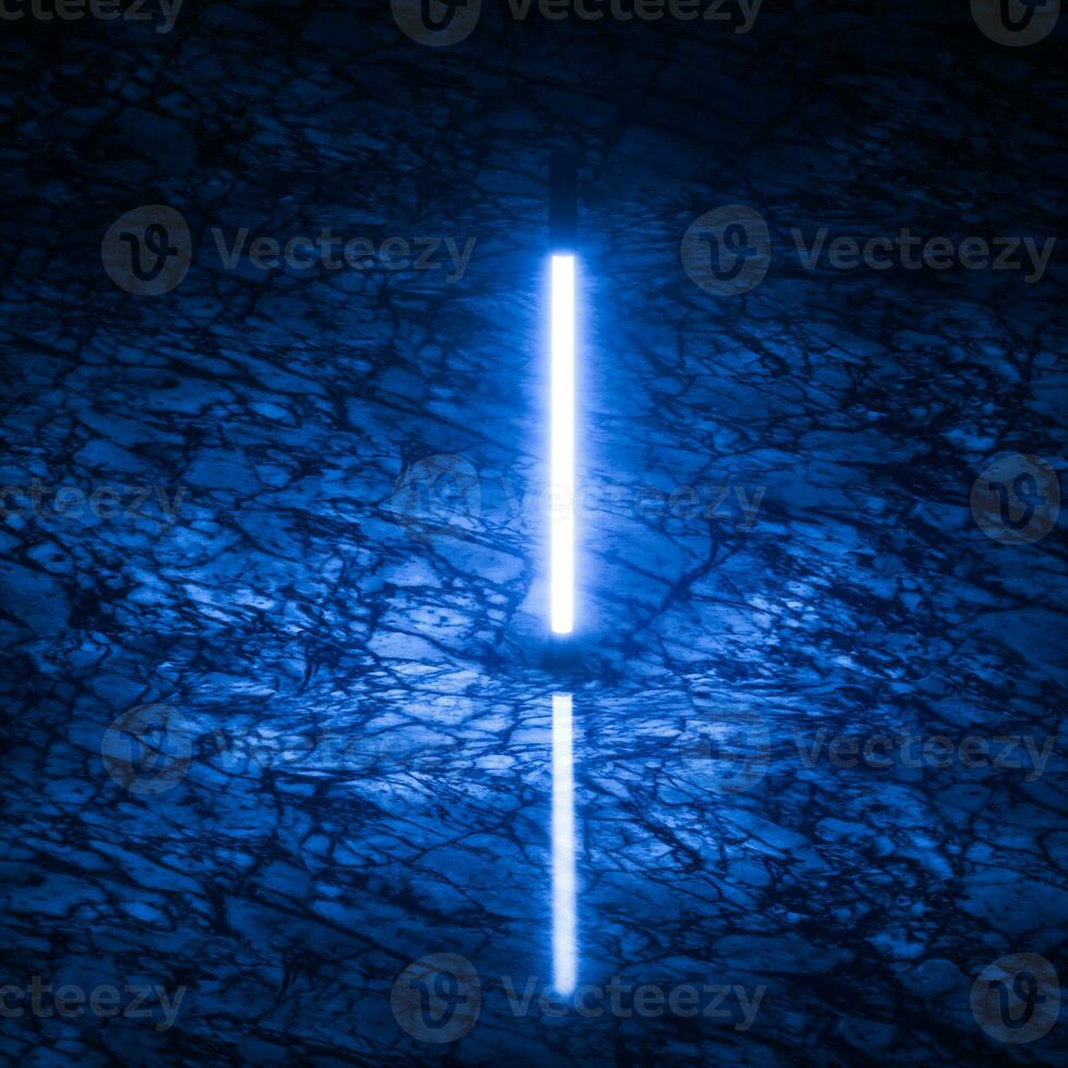 Glowing neon tubes and marble background, 3d rendering. photo
