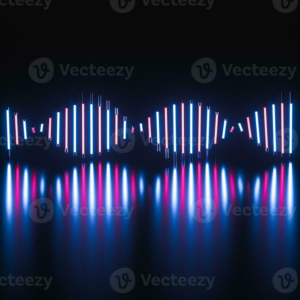 Glowing neon tubes and DNA shape, 3d rendering. photo