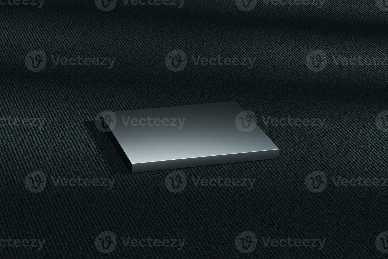 The metal cubic platform in the dark room, 3d rendering photo