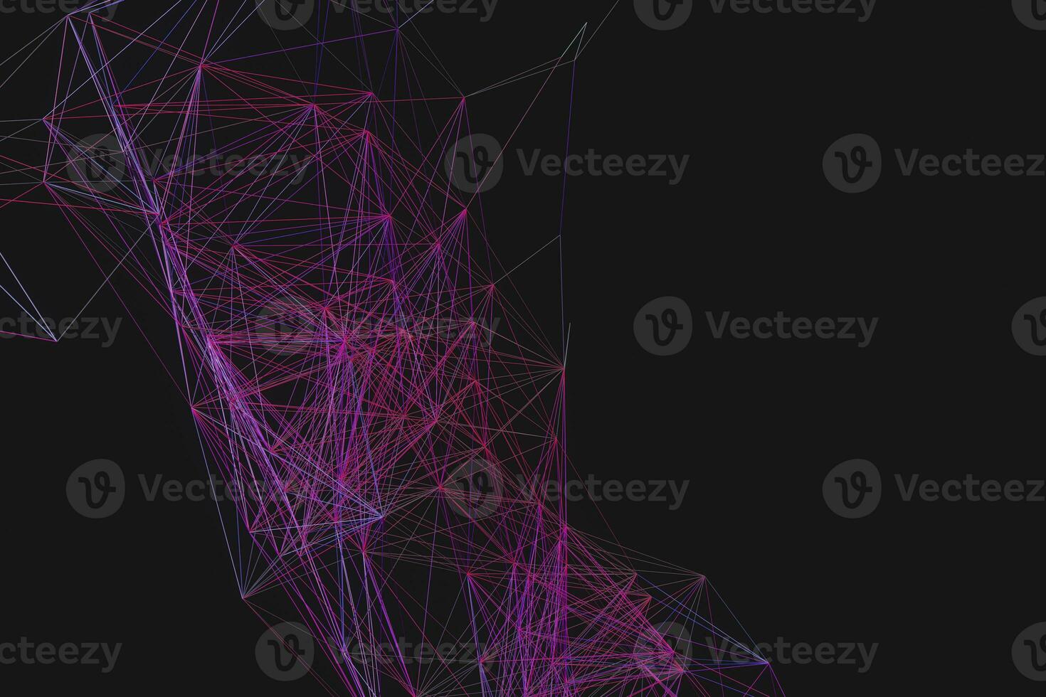 Technological structure lines with black background, 3d rendering. photo