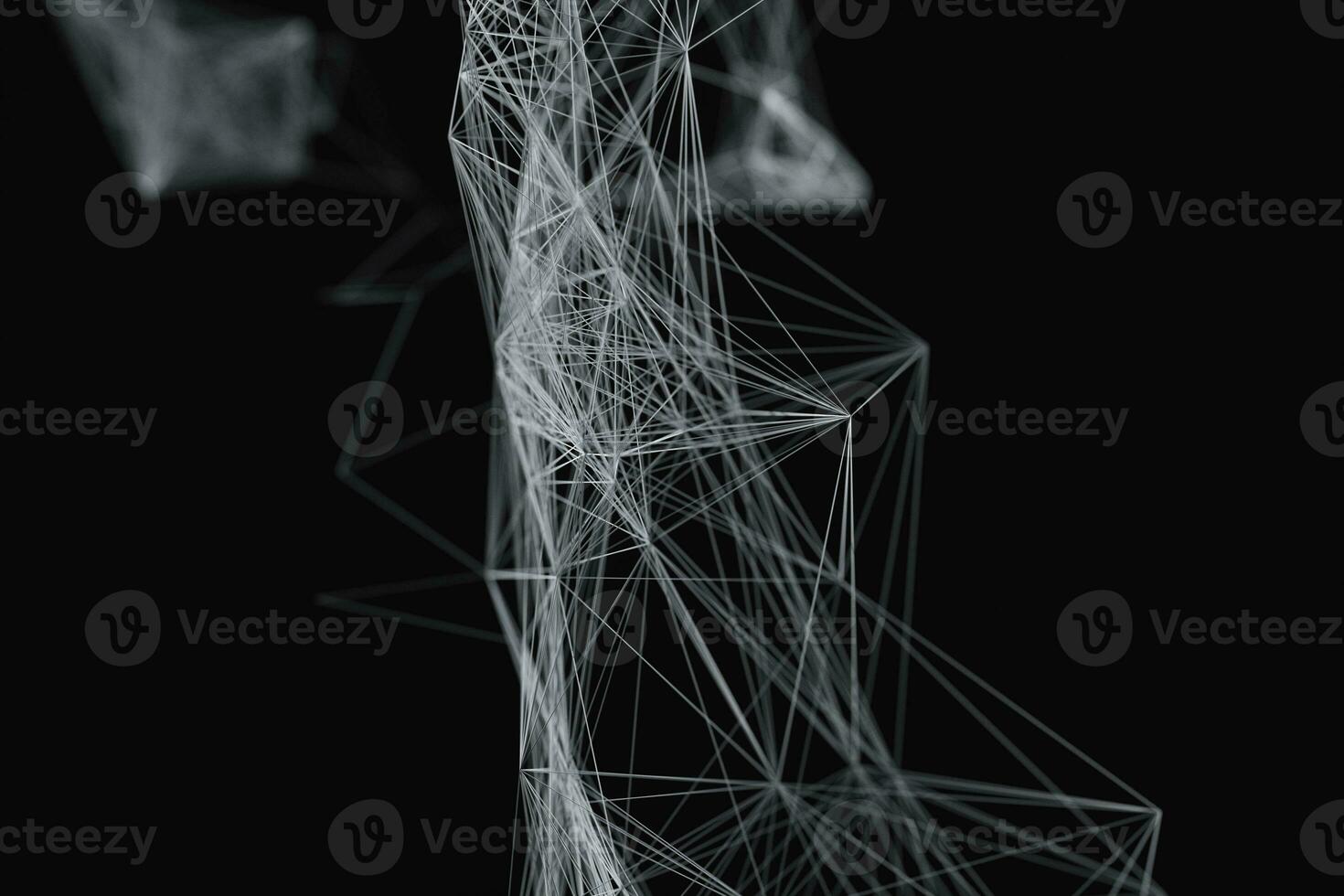 Technological structure lines with black background, 3d rendering. photo