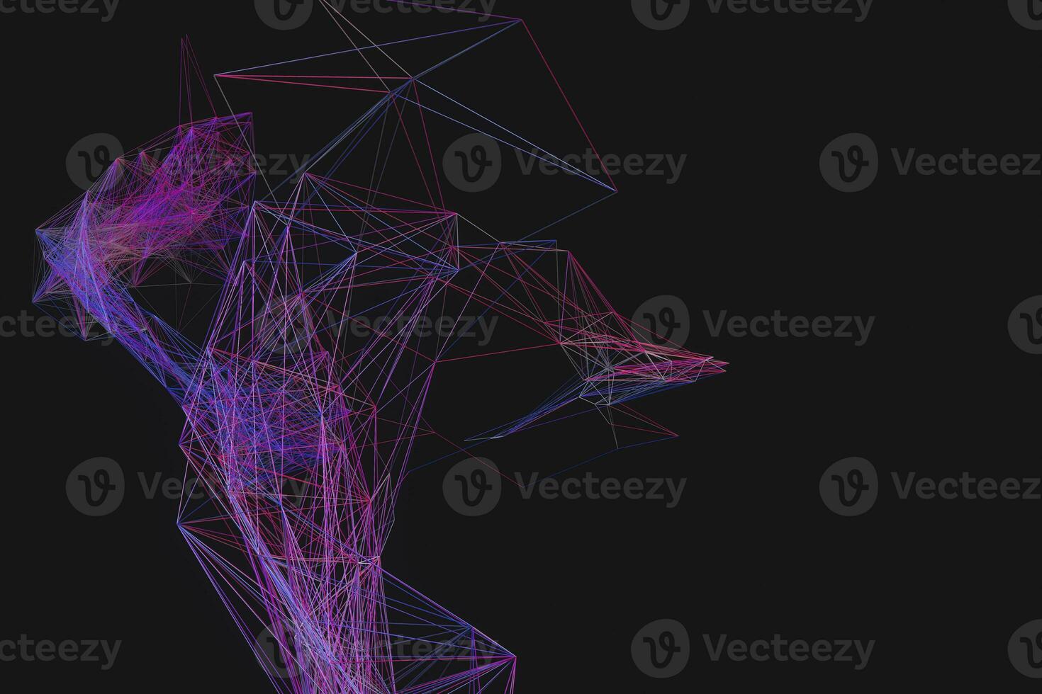 Technological structure lines with black background, 3d rendering. photo
