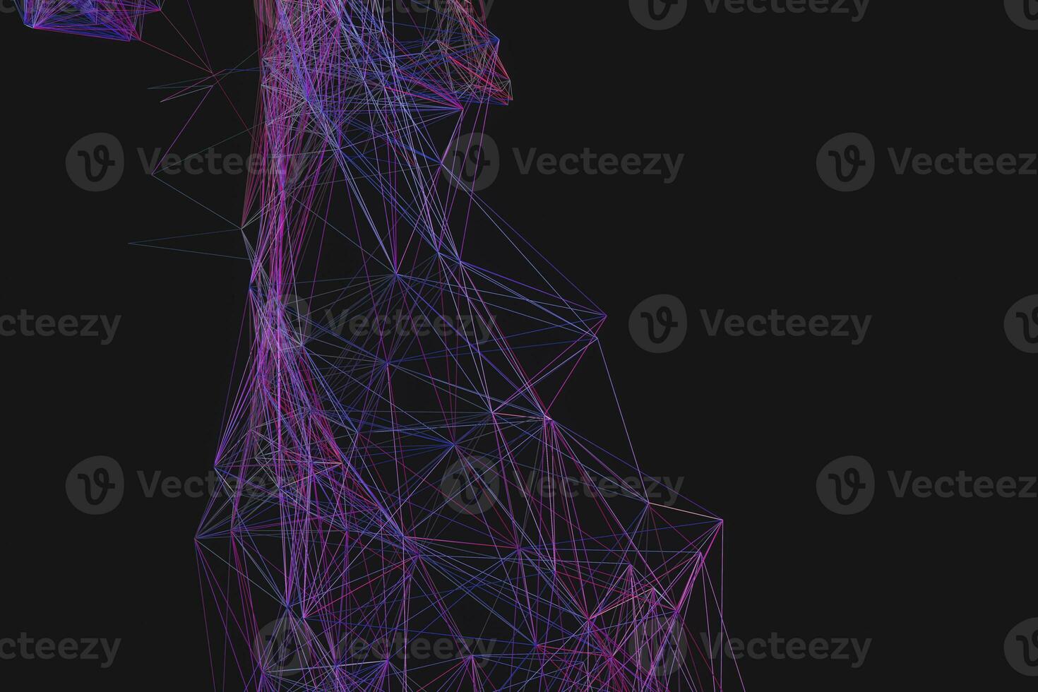 Technological structure lines with black background, 3d rendering. photo