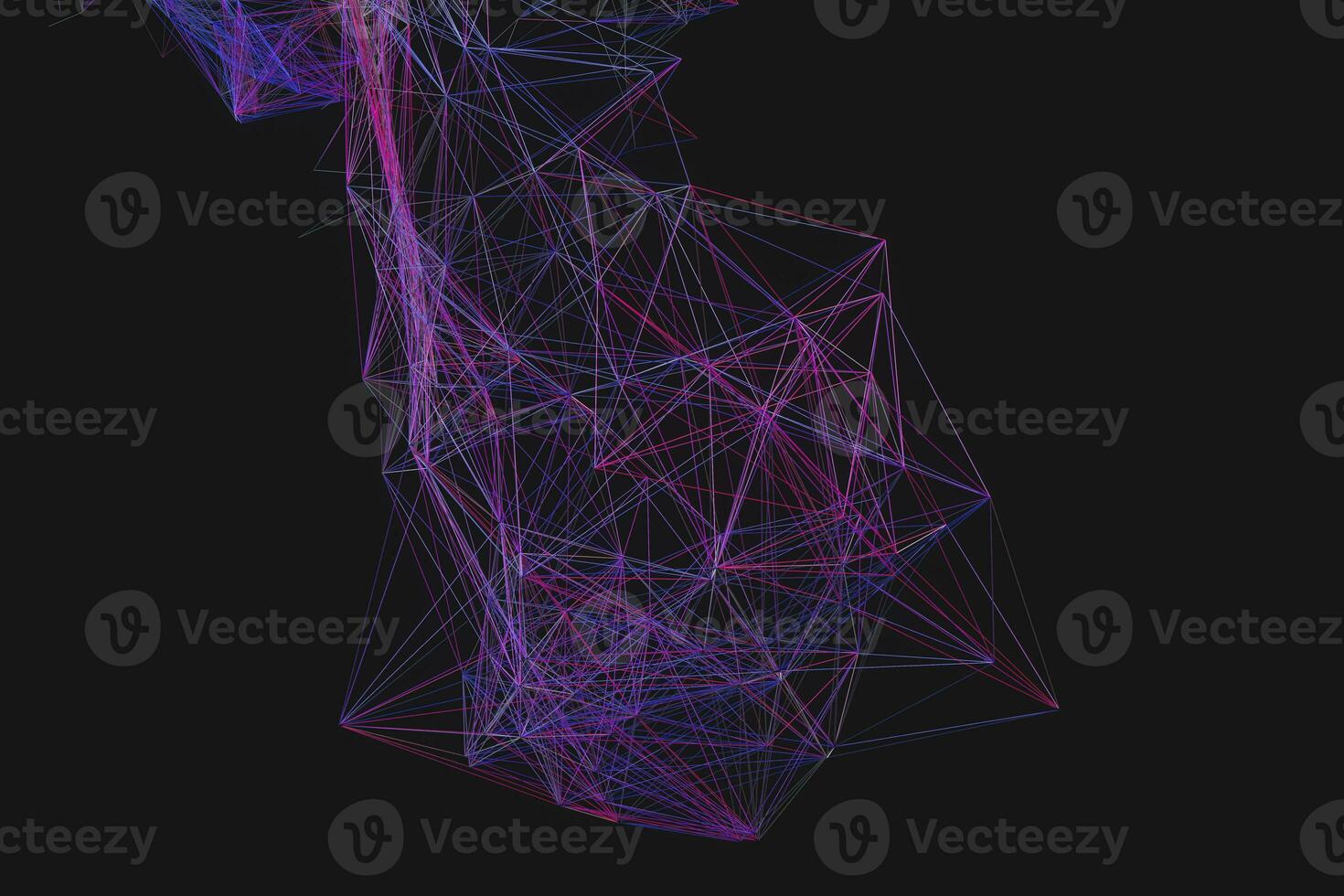 Technological structure lines with black background, 3d rendering. photo