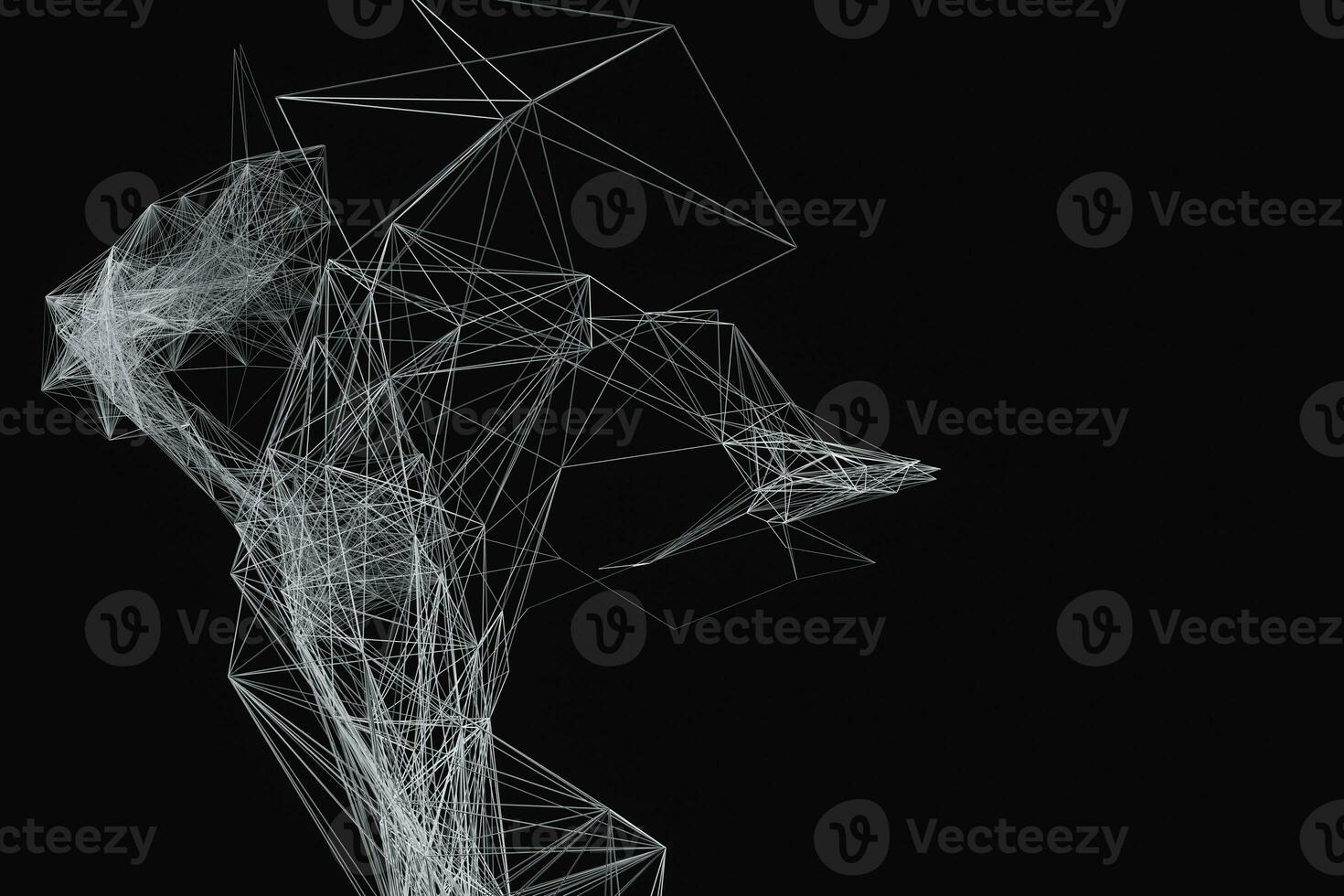 Technological structure lines with black background, 3d rendering. photo