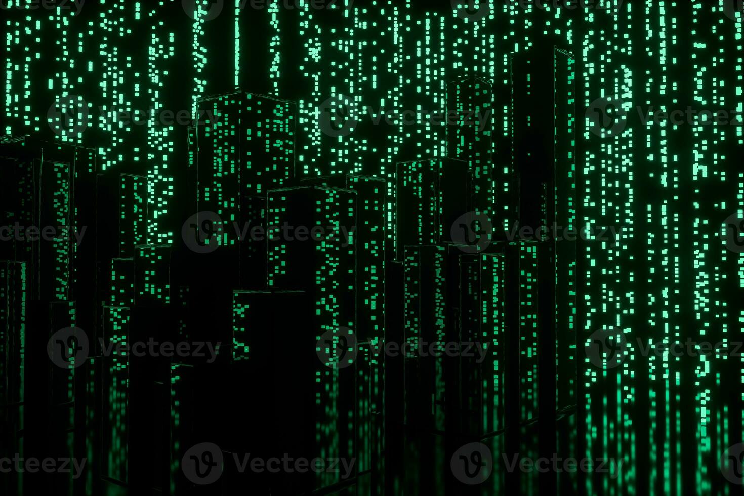 Glowing digital lines with dark background, 3d rendering photo