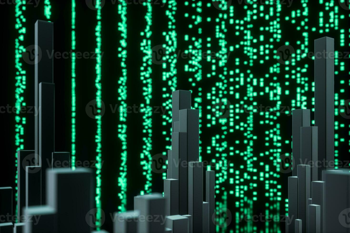 Glowing digital lines with dark background, 3d rendering photo