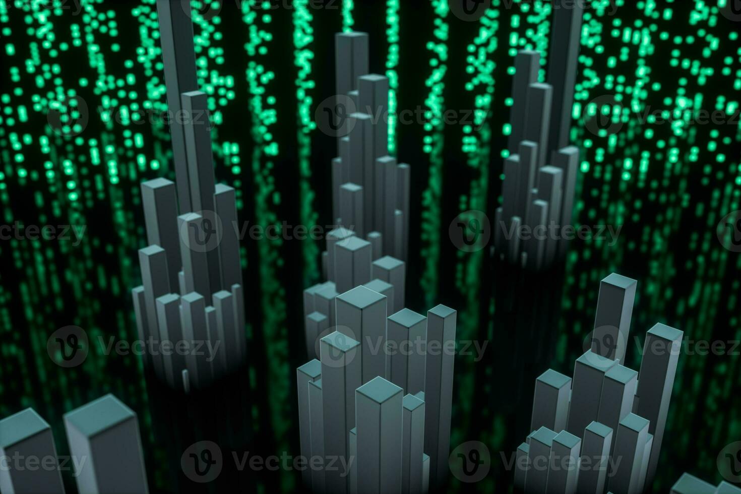 Glowing digital lines with dark background, 3d rendering photo
