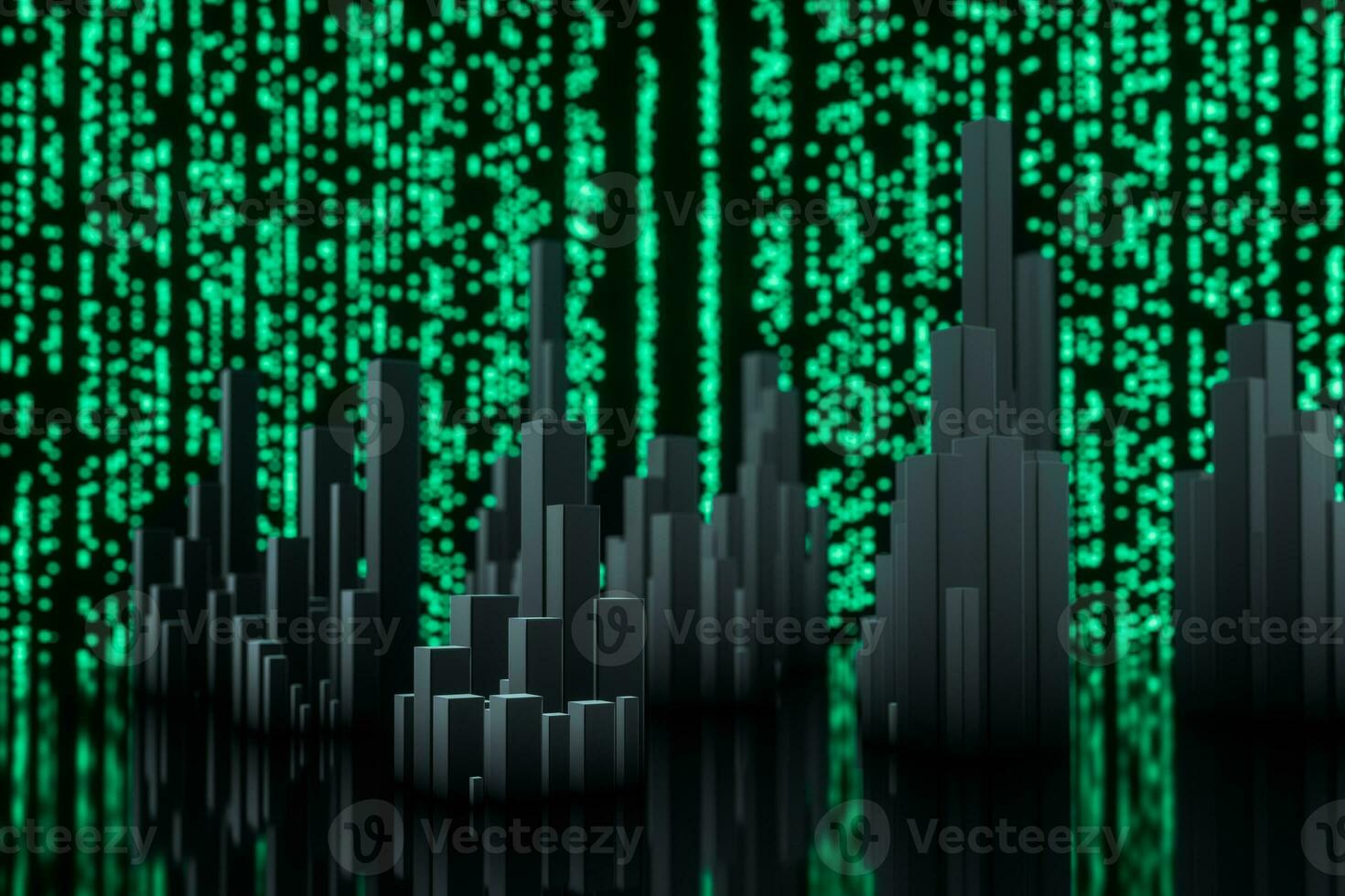 Glowing digital lines with dark background, 3d rendering photo