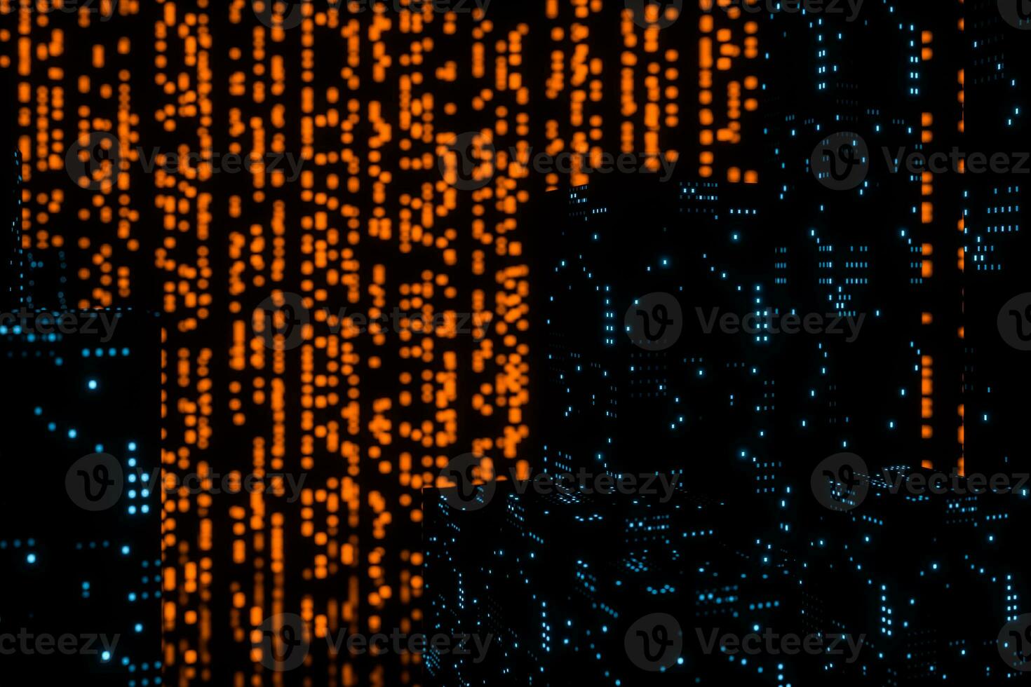 Glowing digital lines with dark background, 3d rendering photo